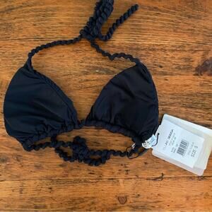 New $158 Anthro Clube Bossa Margo Bikini Top Black sz Sm Brazilian
